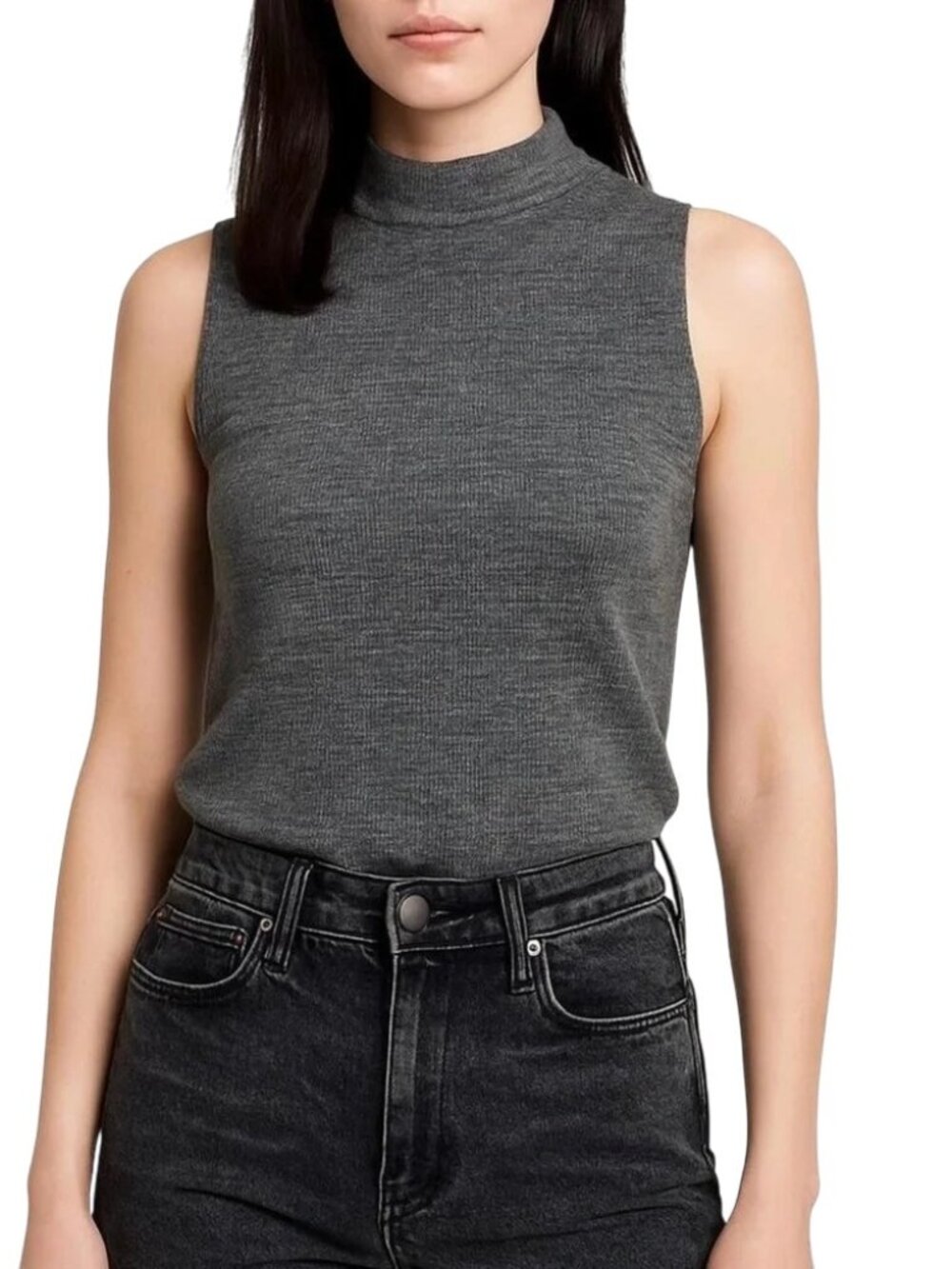 Banana Republic, Mock Turtleneck, Gray, Small, Women’s Sleeveless Shirt